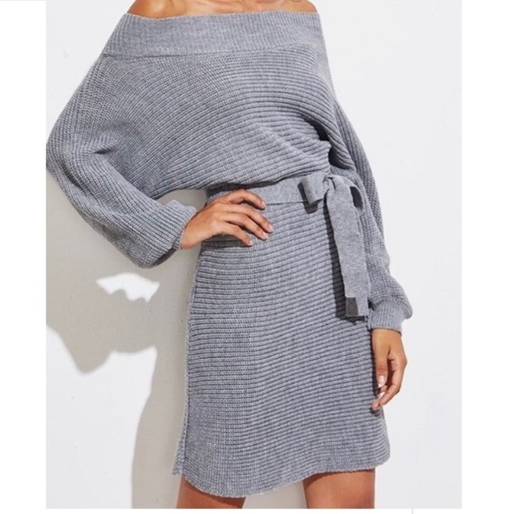 OFF- SHOULDER SWEATER DRESS - Picture 3 of 5